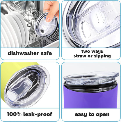 20oz Skinny Tumbler Replacement Lids 2 Pack,Spill Proof Splash Resistant Silicone Sliding Covers,Straw Friendly, BPA Free