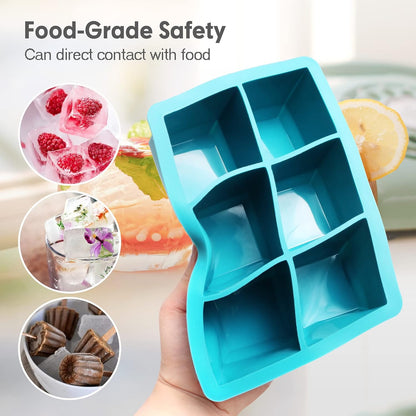 Excnorm Silicone Ice Cube Trays 3 Pack - Large Size Silicone Ice Cube Molds with Leak Proof Removable Lid Square Ice Cube Tray And BPA Free for Cocktail,Whiskey, Stackable Flexible Ice