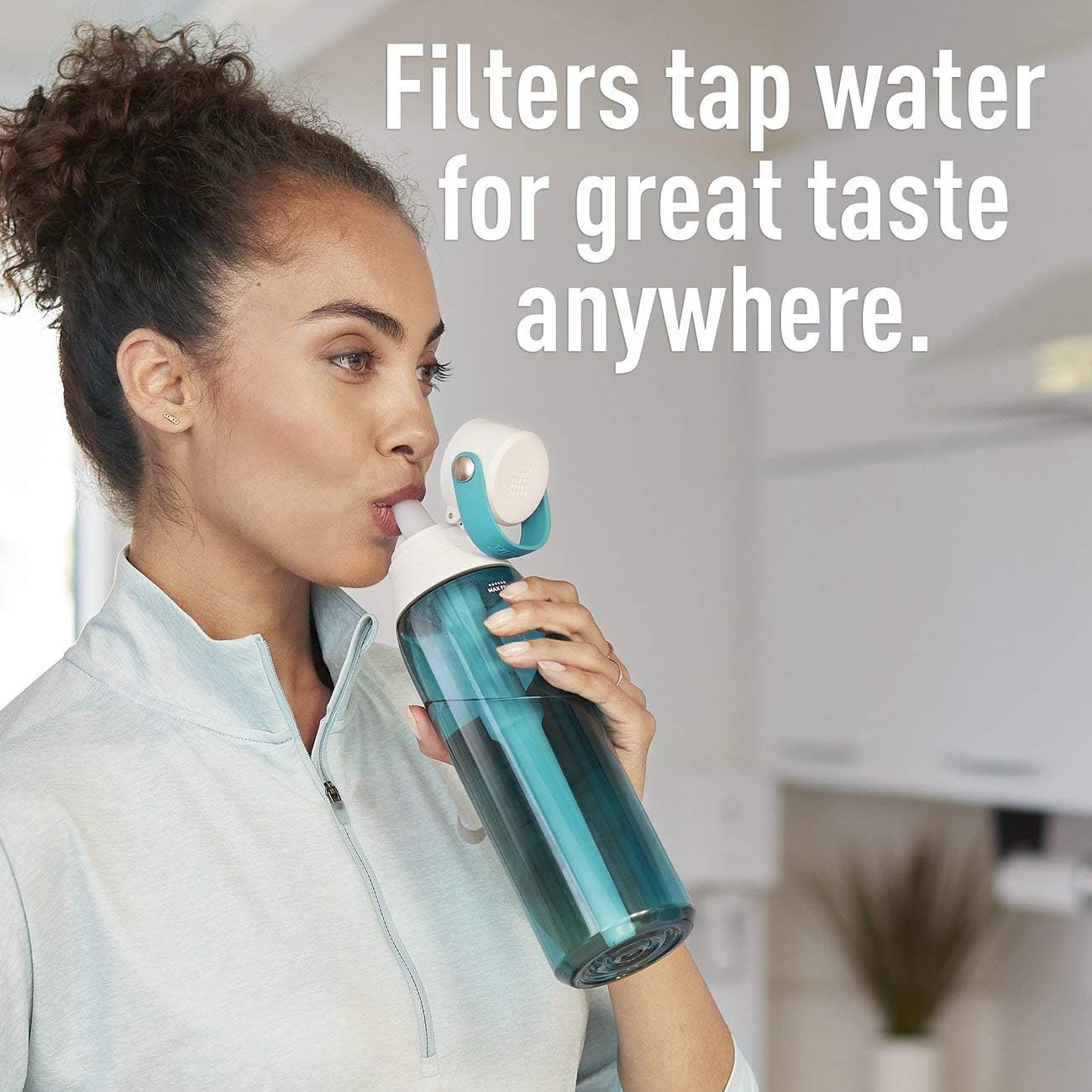 Brita Hard-Sided Plastic Premium Filtering Water Bottle, BPA-Free, Reusable, Replaces 300 Plastic Water Bottles, Filter Lasts 2 Months or 40 Gallons, Includes 1 Filter, Sea Glass - 26 oz.