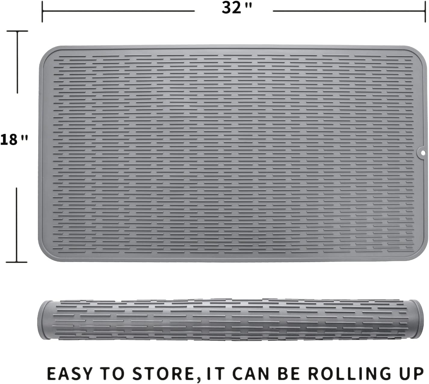 MicoYang Silicone Dish Drying Mat for Multiple Usage,Easy clean,Eco-friendly,Heat-resistant Silicone Mat for Kitchen Counter,Sink,Bar,Bottle,or Cup Green M 17 inches x 6 inches