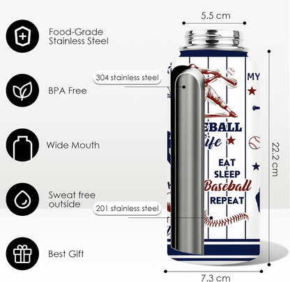 Pickleball Water Bottle 32oz | Insulated Stainless Steel Travel Tumbler with Lid Leak-Proof Keep Hot or Cold, BPA-Free |Dink Responsibly Gifts for Pickleball Lovers