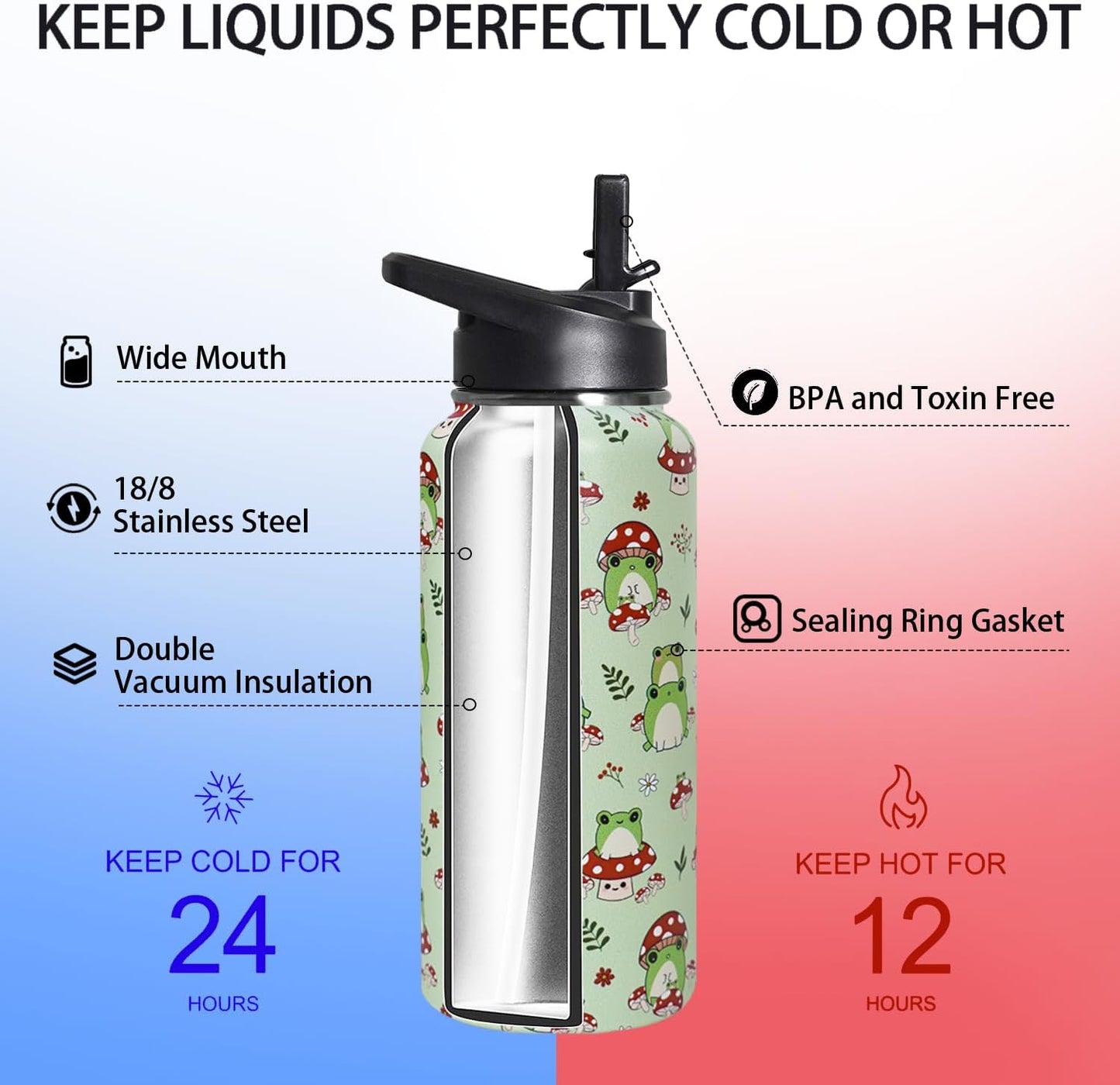 32 oz Pickleball Insulated Water Bottle with Straw - Pickleball Gym Hiking Sports Coffee Mug | Perfect Pickleball Gifts for Women, Pickleball Decor Accessories