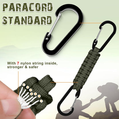 Ferraycle 5 Pcs Paracord Keychain Carabiner Clip Braided Lanyard Water Bottle Clips Tactical Keychain Backpack Accessories