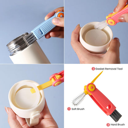 Ariseno 5-in-1 Baby Bottle Cleaner Set, Including Nylon & Silicone Bottle Brush, Cap, Straw & Nipple Brushes, BPA-Free (Grey)