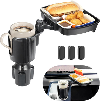 Car Large Cup Holder Expander, 5-in-1 Cupholder Extender with Phone Holder & Swivel and Detachable Snack Food Tray Table for Eating, Travel Essentials for Road Trips for Driver. Model C