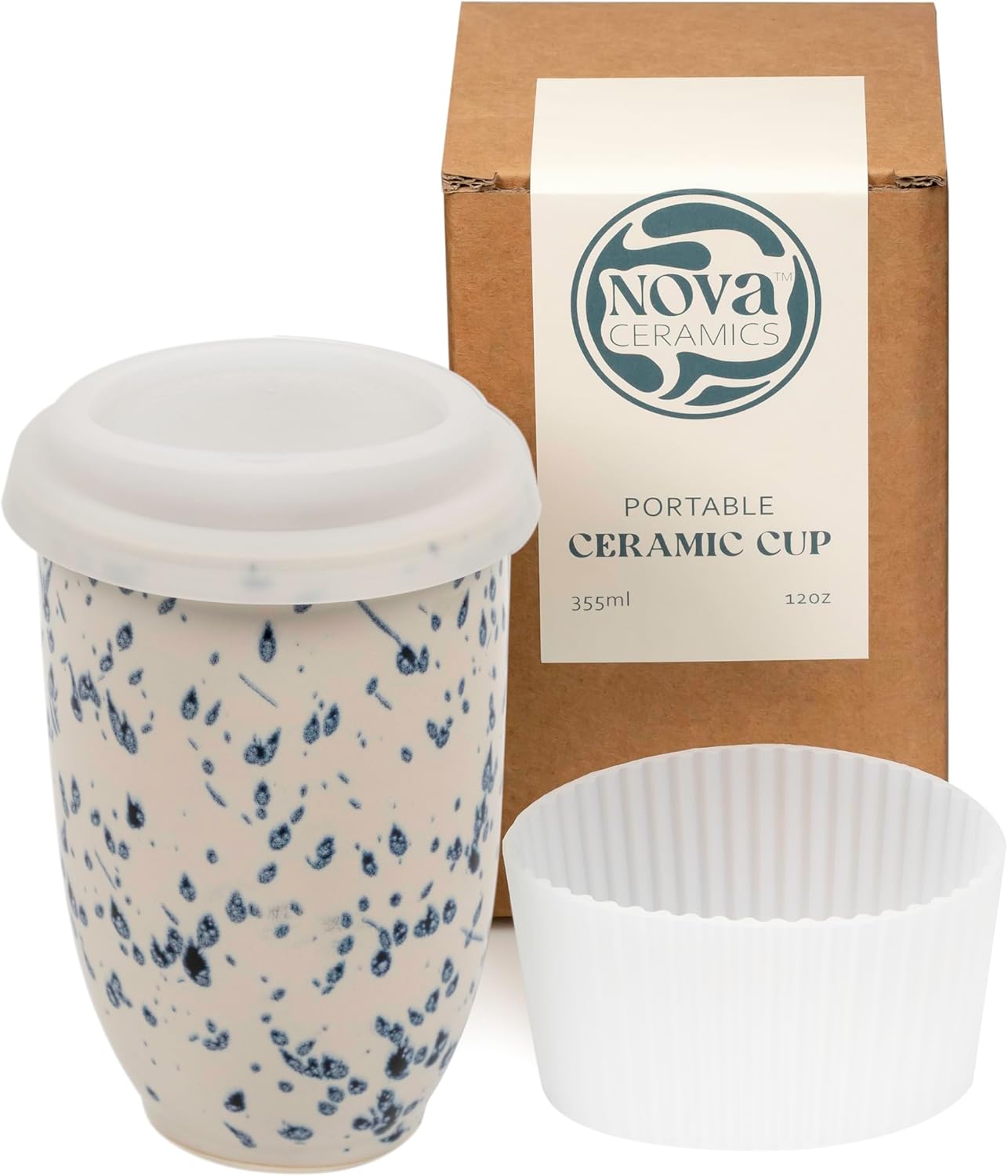 NOVA CERAMICS Coffee Tumbler – Travel Mug - On the Go Coffee Mug – Microwave & Dishwasher Safe Green Coffee Tumbler - Gifts For Women Men Him Her – 16oz – Monsoon