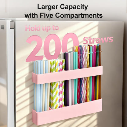 9.5” Large Acrylic Straw Holder for Cabinet Door, Reusable Adjustable Two-Part Straws Organizer with Ultra Sticky Adhesive Strips, 2026 Straw Storage for Kitchen Cupboard (Transparent)