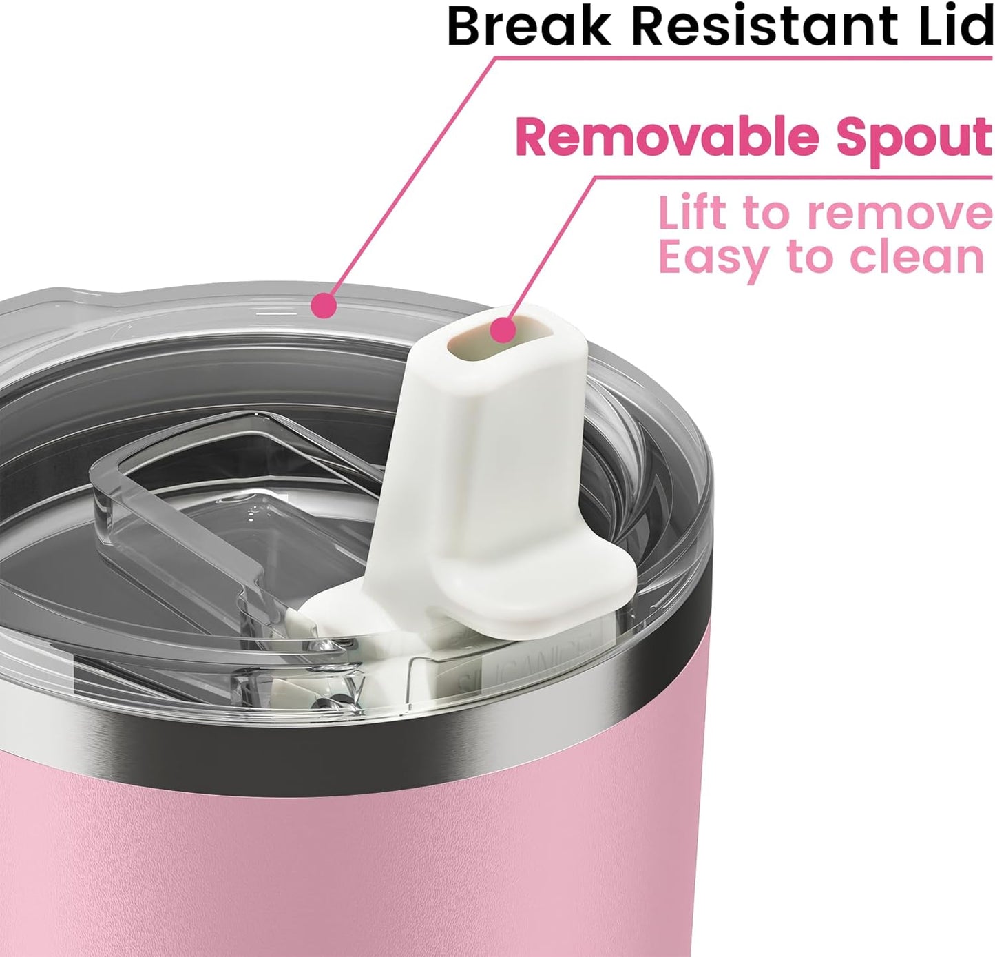 20oz Hygienic Insulated Tumbler — 100% Leakproof Lid with Removable Spout & Straw, Reinforced Vacuum-Protection Base, Cup Holder Friendly, for Iced Coffee, Smoothie/Water on the Go - Pink Sand