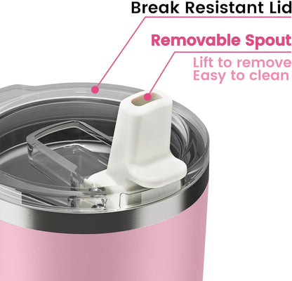 20oz Hygienic Insulated Tumbler — 100% Leakproof Lid with Removable Spout & Straw, Reinforced Vacuum-Protection Base, Cup Holder Friendly, for Iced Coffee, Smoothie/Water on the Go - Pink Sand