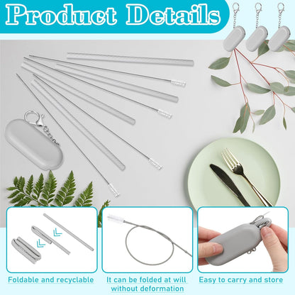Meanplan 4 Sets Cruise Ship Essentials,4 Set Silicone Straws with Case Reusable Silicone Portable Drinking Straw Set for Party Travel Cold or Hot with 4 Carry Case, 4 Cleaning Brushes (Classic Color)