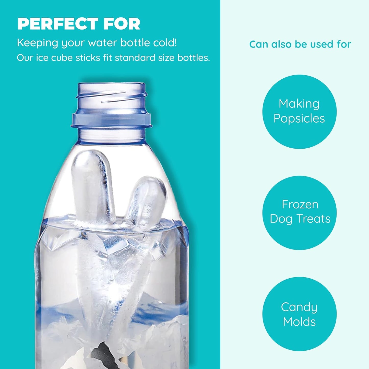 Jacent Resusable Silicone and Plastic Water Bottle Ice Cube Stick Tray, Easy Push & Pop Ice Cubes for Water Sports Bottle: 1 (ONE) Pack Water Bottle Ice Cube Stick Tray