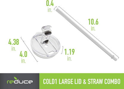 Reduce Tumbler Lid and Straw Set for 30-40 oz Tumblers/Mugs - BPA Free, Dishwasher Safe, Impact Resistant - Replace Broken, Damaged or Lost Reduce Cold 1 Straws and Lids - Large