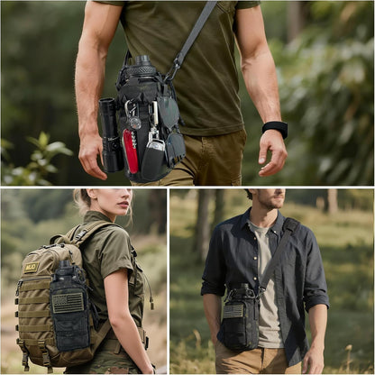 Water Bottle Holder with Strap - Tactical Insulated Water Bottle Sleeve with MOLLE System Water Bottle Cover Cross-Body Pouch for Walking Hiking Camping Gym 32oz&40oz