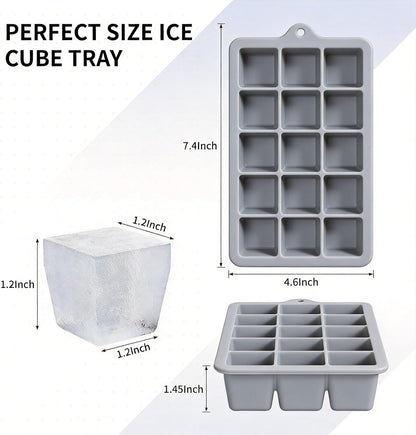 Silicone Ice Cube Tray 3 Pack, HANCELANT Ice Cube Mold, Ice Trays for Freezer with Lid for Whiskey, Baby Food, BPA Free, Easy Release