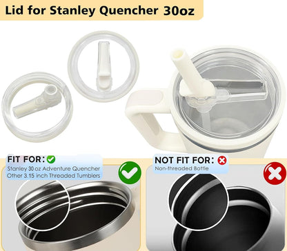 2 Pack 30oz Detachable Flip Straw Lid Replacement for Stanley Quencher H2.0 and ProTourLeak Proof and Dust-Proof Lid,Reusable Tumbler Cover for Stanley Cup (Black, 30oz)