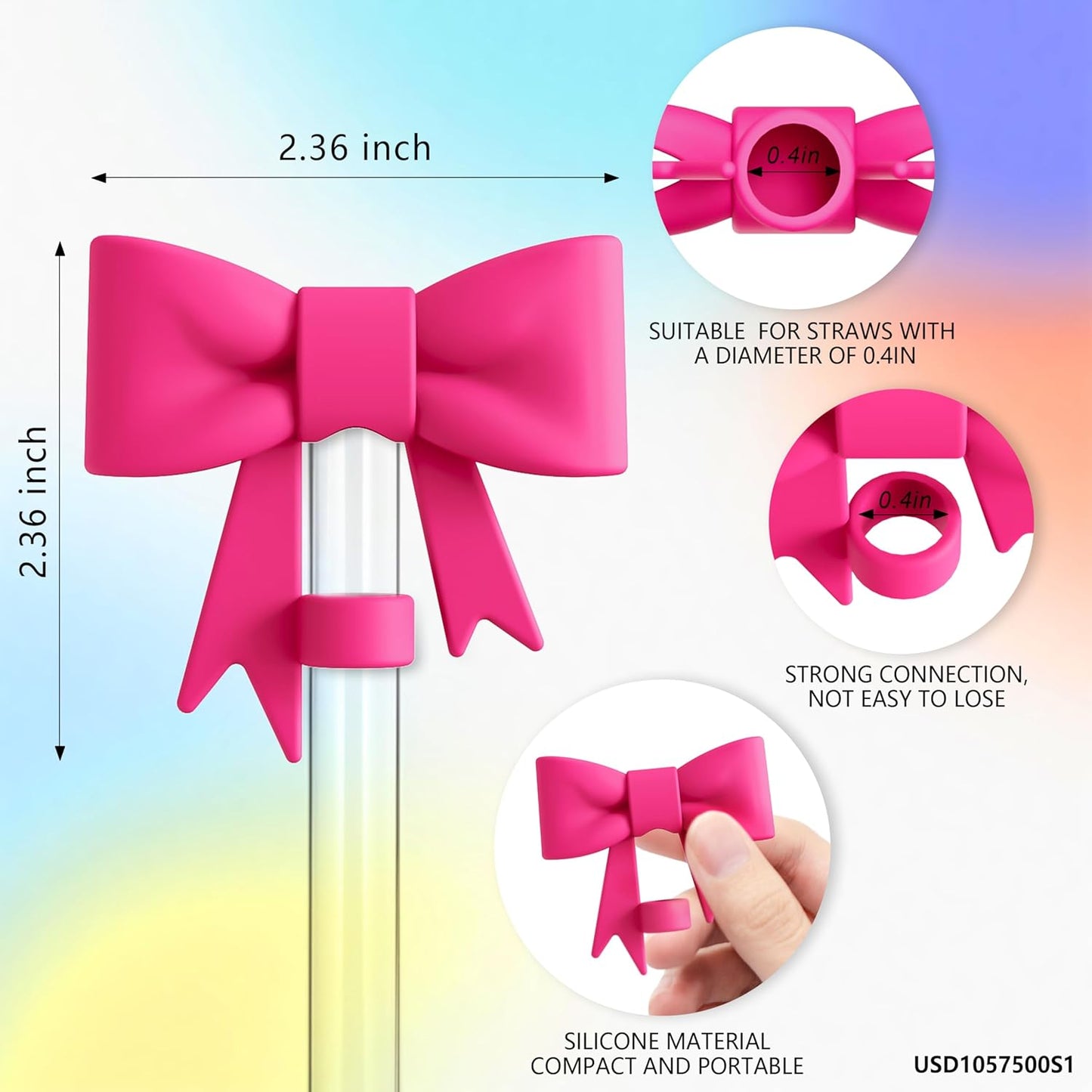 Compatible with Stanley Cup Accessories - 3Pcs 10mm Bow Straw Topper Compatible with Stanley Cup Straw Cover Cap, 2pcs Pink Bow Charms for Stanley 30&40 Oz Tumbler with Handle