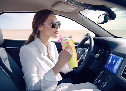 Meoky 32 oz Tumbler with Handle, Insulated Tumbler with Lid and Straw, Stainless Steel Travel Mug, Keeps Cold for 24 Hours, 100% Leak Proof, Fits in Car Cup Holder (Night)