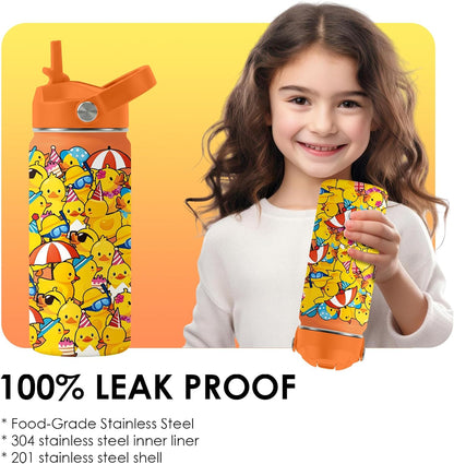 Strawberry Gifts for Kids - 16oz Pink Kids Water Bottle with Straw Lid, Stainless Steel Insulated Water Bottle, Leakproof, BPA-Free, for Girls, School, Strawberry Lover Children Birthday Gift Cup(1pc)