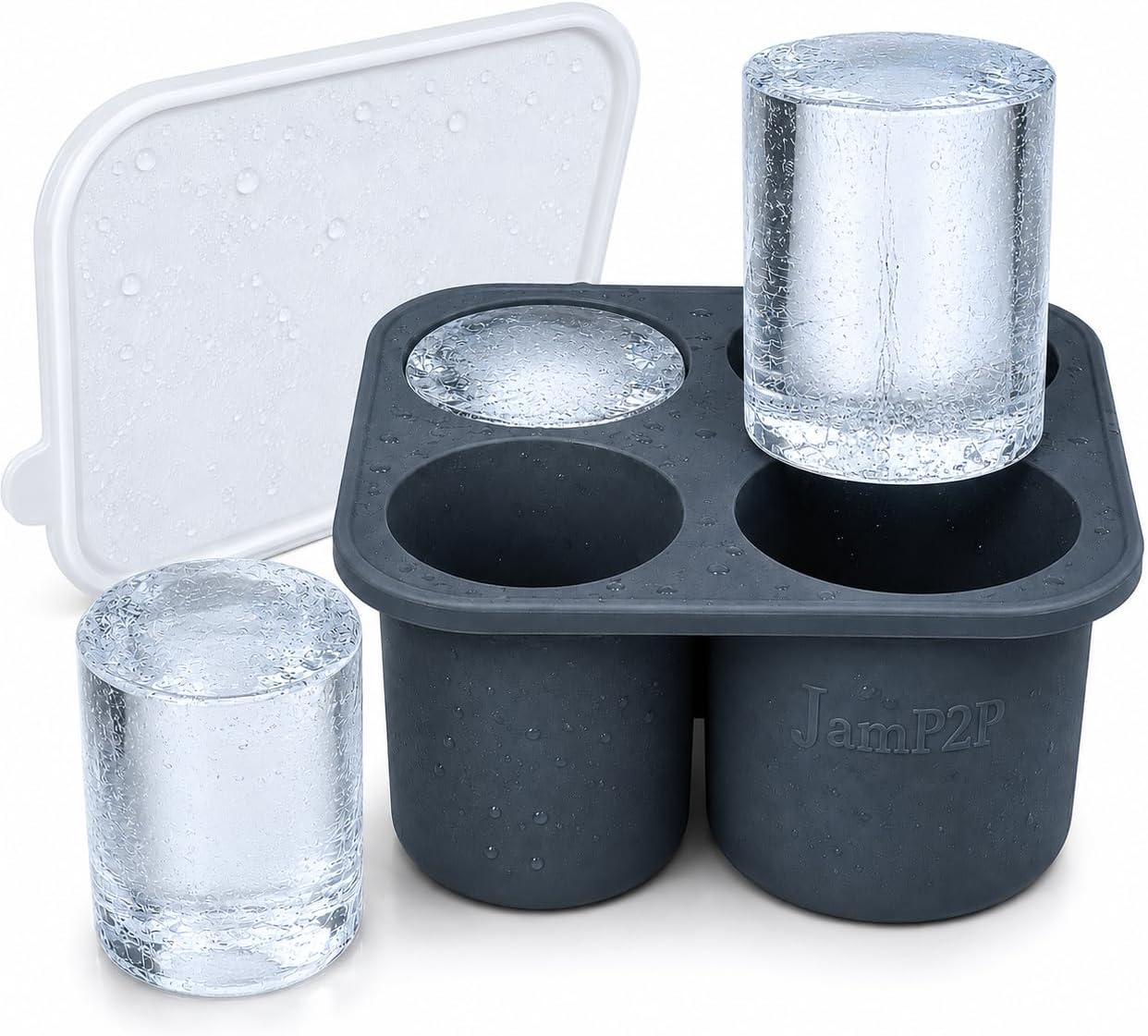 Large 2+ inch cylinder Ice Cubes for Tumblers, Stanley cup accessories, Silicone ice cube tray, makes solid slow melt cubes for cocktails, travel and sport water bottles, Whiskey, popsicles molds