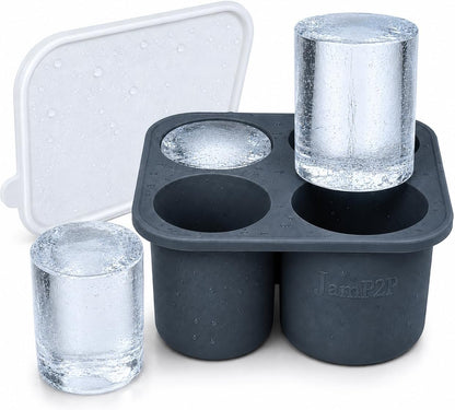 Large 2+ inch cylinder Ice Cubes for Tumblers, Stanley cup accessories, Silicone ice cube tray, makes solid slow melt cubes for cocktails, travel and sport water bottles, Whiskey, popsicles molds