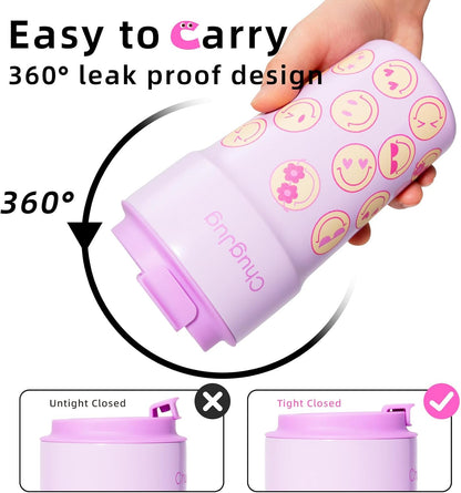 16 oz Travel Coffee Mug with Ceramic Coating, Leak-Proof Vacuum Insulated Coffee Tumbler with Lid, Reusable Double Wall Stainless Steel Travel Cup for Hot& Cold Drinks (Violet Dream)