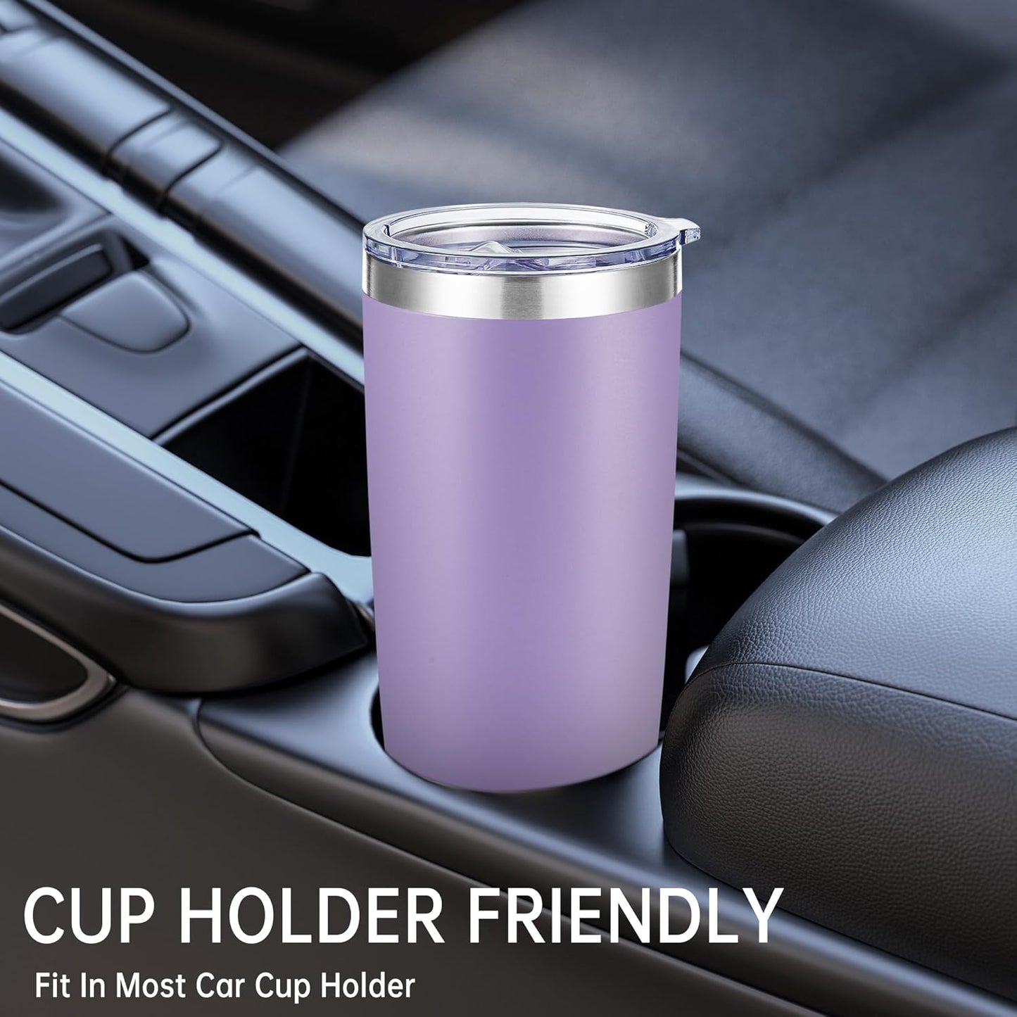 20 oz Tumblers Bulk Stainless Steel Tumbler with Lid Double Wall Vacuum Insulated Coffee Mug 20oz Powder Coated Cup for Hot and Cold Drinks, Stainless, 6 pack