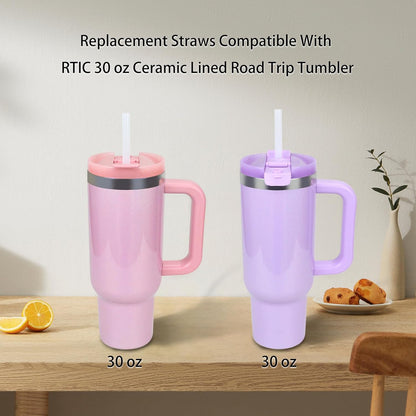 Replacement Straws Compatible With RTIC 30 oz Ceramic Lined Road Trip Tumbler, with 1 Brush (6 Pack for 30oz)