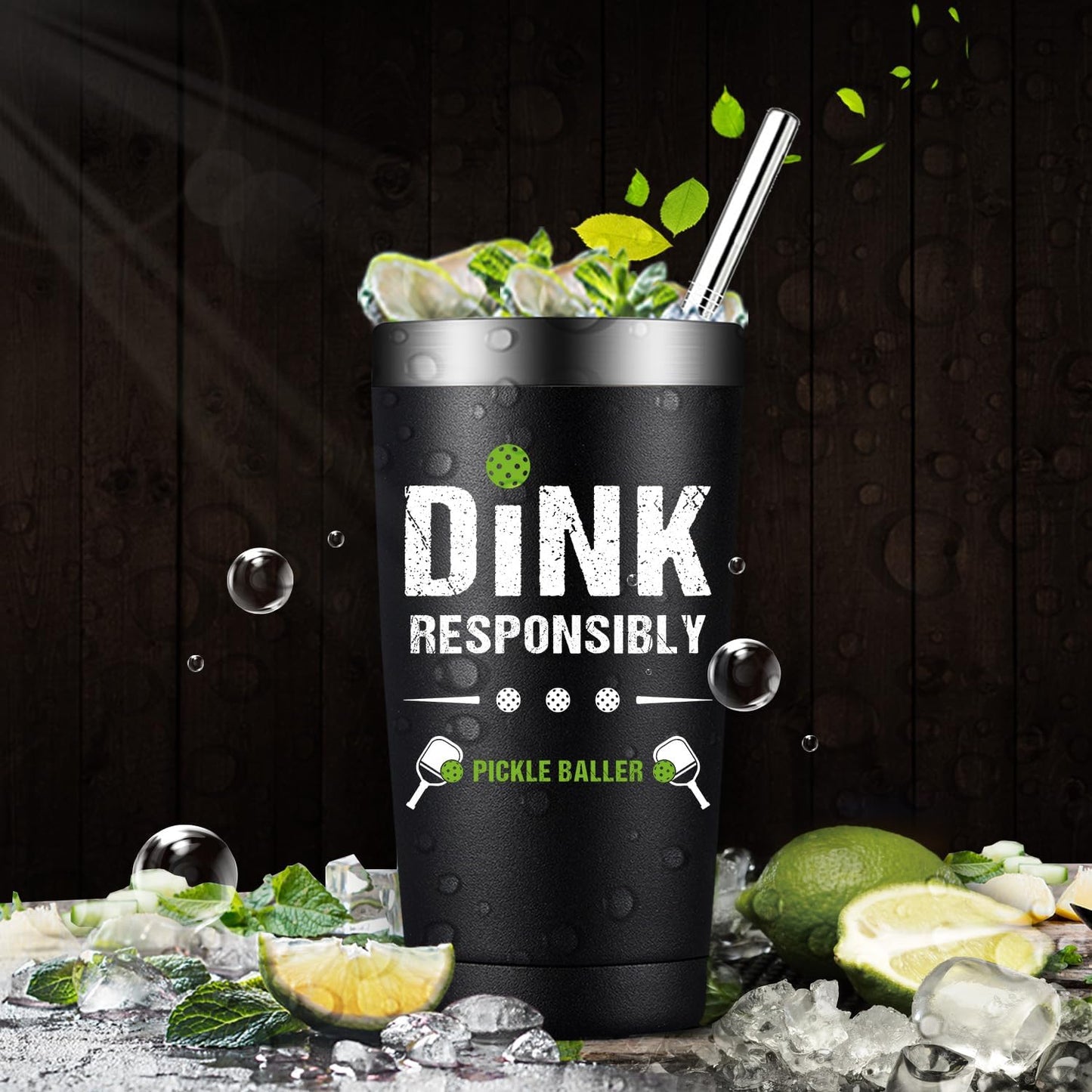 Fufandi Pickleball Gifts for Men Women - Pickle Ball Dink Responsibly - Christmas, Birthday Gifts for Pickleball Lovers Player Coach - Tumbler Cup 20oz