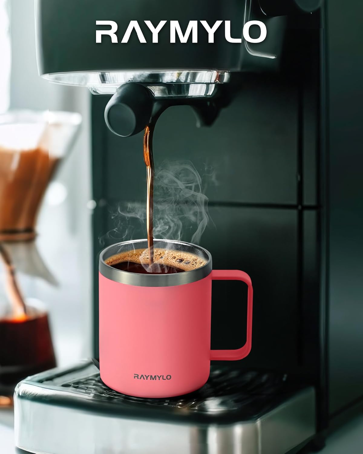 RAYMYLO Insulated Coffee Mug 12 oz, Double Wall Stainless Steel Coffee Mug with Lids, Leak-Proof & Detachable Slider Lid for Thorough Clean, Keeps Coffee Cold for 9 Hrs, Suitable for Camp Home Office