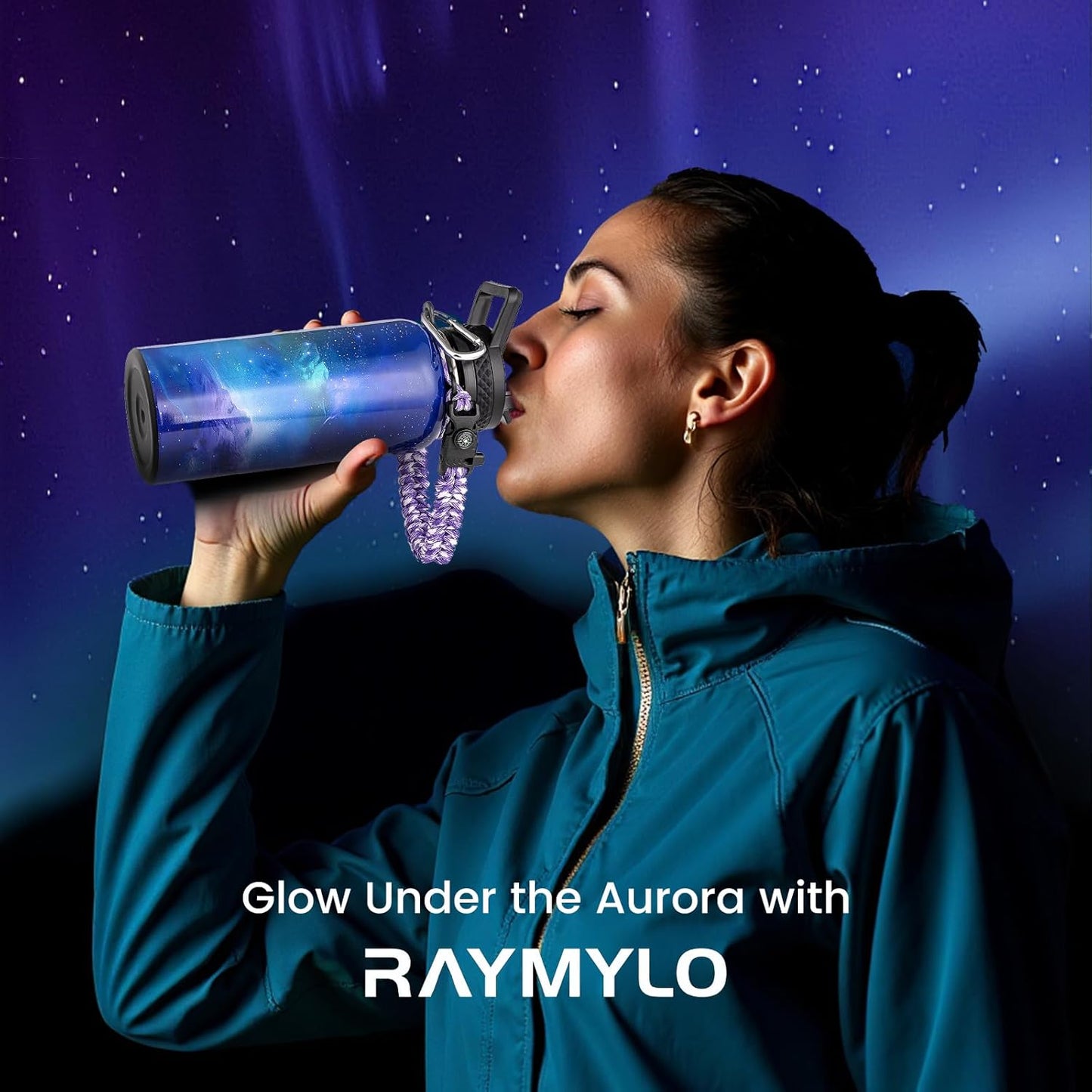 RAYMYLO One Gallon Water Bottle Insulated, Triple Walled Vacuum Stainless Steel (Cold for 48 Hrs), Leak Proof & Non-BPA, Large Water Flask Jug with Paracord Handle & Straw Spout Lids