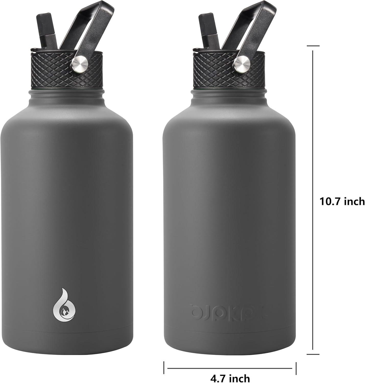 BJPKPK Insulated Water Bottles with Straw Lid, 40oz Stainless Steel Water Bottles with 3 Lids, BPA Free Leakproof Thermo, Tumblers, Cups for Sports, Gym- Midnight - Colors A