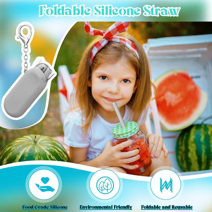 Meanplan 4 Sets Cruise Ship Essentials,4 Set Silicone Straws with Case Reusable Silicone Portable Drinking Straw Set for Party Travel Cold or Hot with 4 Carry Case, 4 Cleaning Brushes (Classic Color)