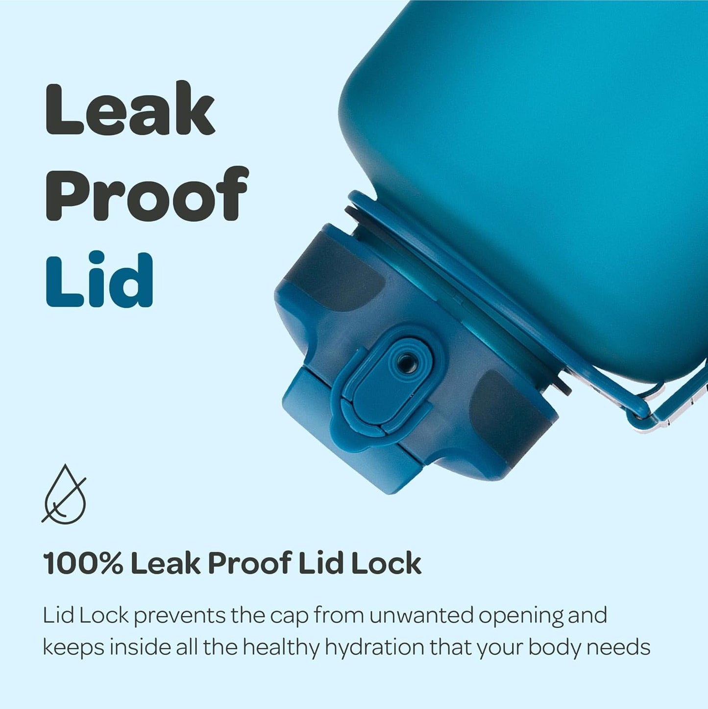 Hydracy Water Bottle with Time Marker -Large BPA Free Water Bottle & No Sweat Sleeve -Leak Proof Gym Bottle with Times to Drink - Ideal for Fitness Sports & Outdoors