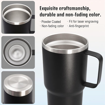 20 oz Tumbler with Handle and Lid, Stainless Steel Tumbler Insulated Travel Coffee Mug, Spill Proof Double Wall Vacuum Tumbler Cup Keep Drink Hot & Cold,White, 1 Pack