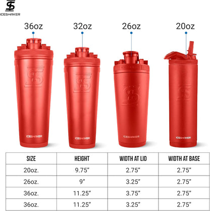 Ice Shaker Insulated Stainless Steel Shaker Bottle | 26oz, Black | Cold for 30+ Hours | Insulated Cup with Twist-on Agitator | Odor-Free Bottle for Protein Shakes, Water, Smoothies, Cocktails