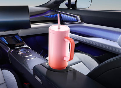 Meoky 40 oz Tumbler with Handle and Straw: Stainless Steel Insulated Tumbler with Lid and Straw - 100% Leak Proof Tumbler for Car Cup Holders - Travelers Commuters Workers, Donut