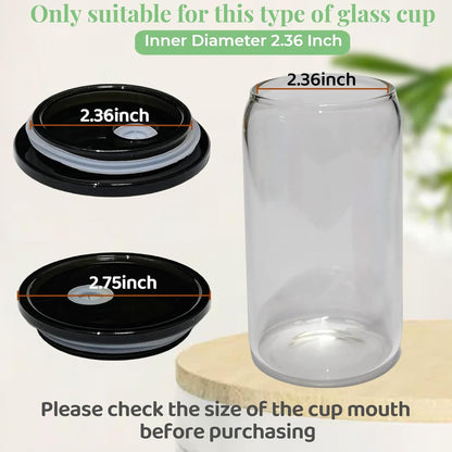 4 Pack Acrylic Lids for Glass Cups with Bamboo Lids and Straws, 2.75 inch/70 mm Acrylic Lids for 16 OZ Beer Can Cups with Wooden Lids, Replacement Canning Lids for 16OZ 20 OZ Glass