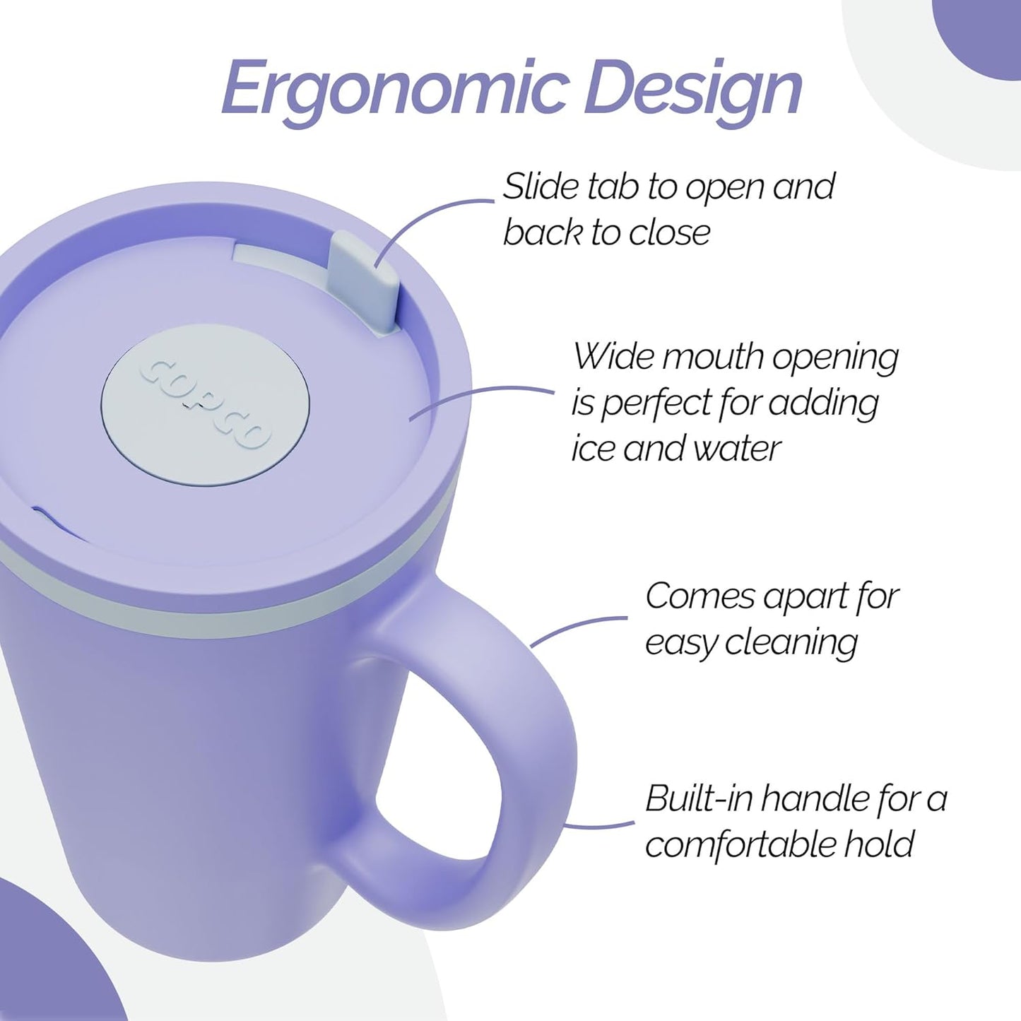 Copco Cone Desk Mug, 16 oz - Double Wall Insulated Coffee Mug with Twist-Off Lid, Handle & Slide Tab - Travel-Friendly Cup for Hot or Cold Drinks, BPA-Free, Microwave & Dishwasher Safe (Brown)