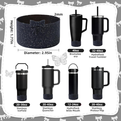 2PCS Bow Silicone Boot for Stanley Quencher Tumbler 30oz 40oz & IceFlow 20oz 30oz& Hydro Flask Water Bottle 12-24 oz Protective Bottom Sleeve Cover for Stanley Cup Accessories& Owala 24oz
