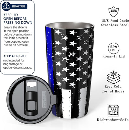 TILUCK 20 oz Insulated Tumbler with BPA-Free Lid, Stainless Steel Vacuum Travel Coffee Mug, Double Wall Coffee Tumbler（20oz，Matte DarkBlue）