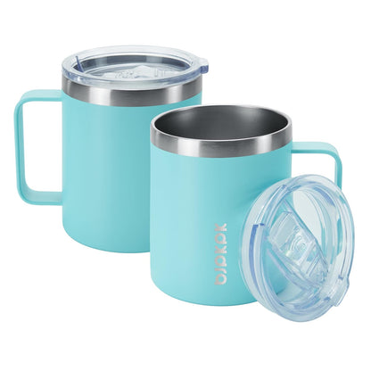 BJPKPK 2 pcs Insulated Coffee Mug, 14oz Insulated Tumbler with Lid, Stainless Steel Coffee Cups with Splash Proof Lid-White