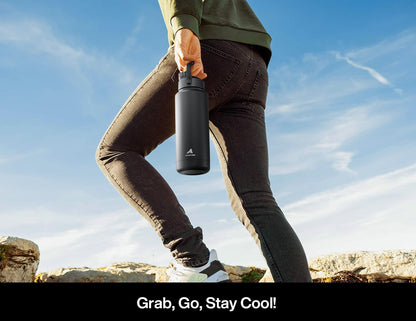 POWCAN 26 oz Insulated Water Bottle with 2-in-1 Straw and Spout Lid, Keep Cold 24H, Leak-Proof, Fits in Car Cup Holder, Stainless Steel Water Bottle for Sports, Travel, and School (Mint)
