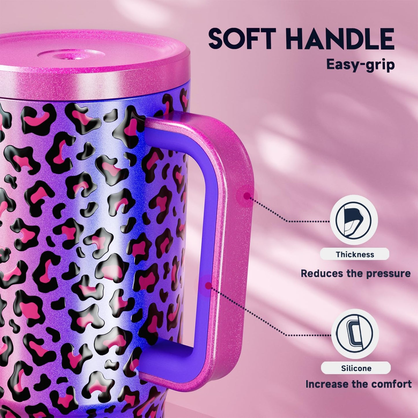 Meoky 40 oz Tumbler with Handle and Straw: Stainless Steel Insulated Tumbler with Lid and Straw - 100% Leak Proof Tumbler for Car Cup Holders - Travelers Commuters Workers, Donut