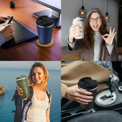 4 Pack Travel Coffee Mug 17oz Insulated Coffee Cup with Lid, Reusable Thermal Coffee Cup Stainless Steel Coffee Tumbler to Keep Hot & Cold Drinks for Car, Daily, Travel and Gifts, Multicolor