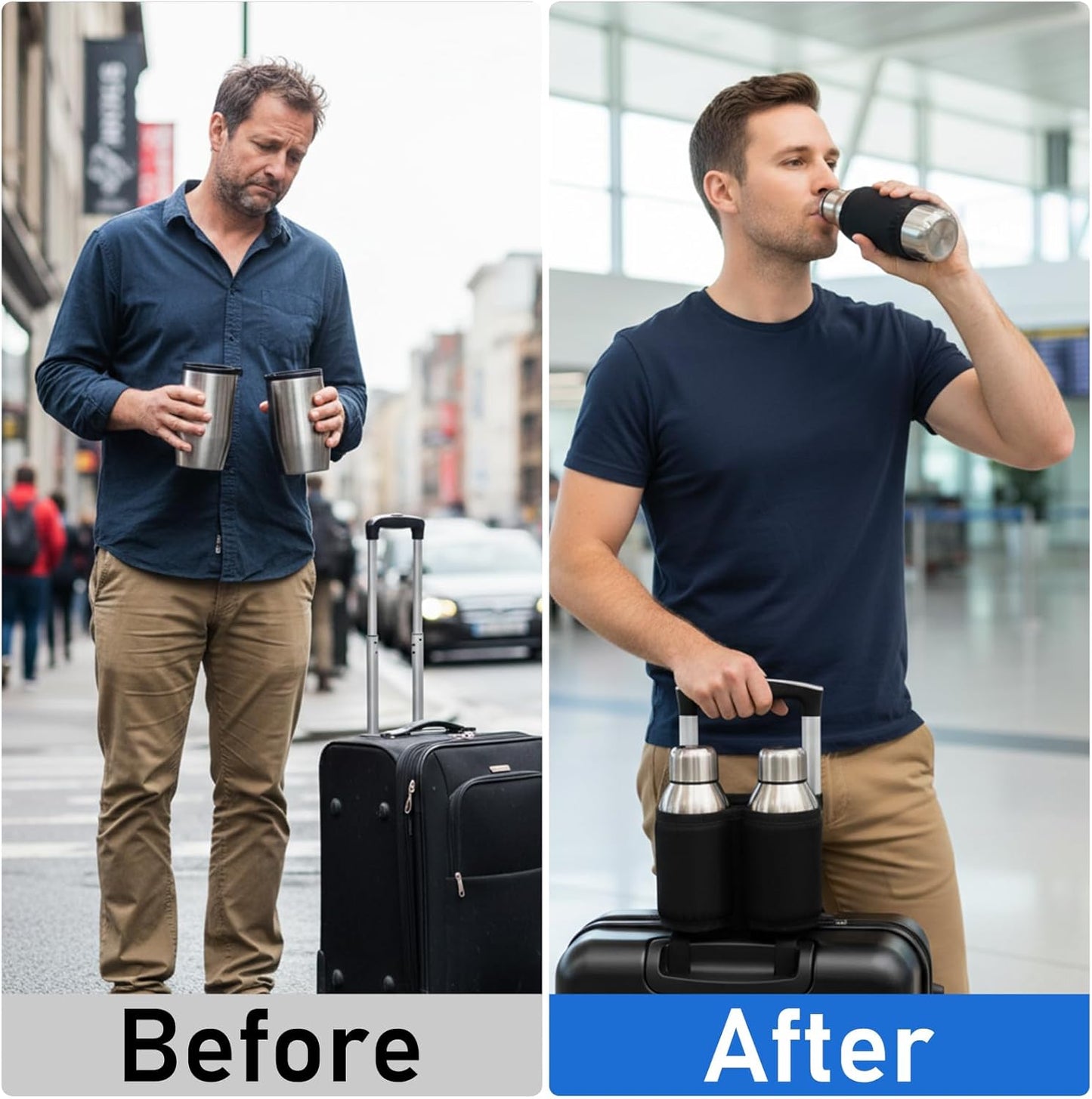 Yolev Luggage Cup Holder for Suitcases - Black Cup Holder for Luggage - Suitcase Accessories for Flight Attendants & Business Travelers