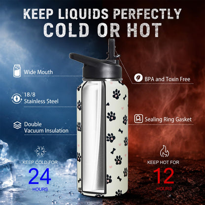 32 oz Pickleball Insulated Water Bottle with Straw - Pickleball Gym Hiking Sports Coffee Mug | Perfect Pickleball Gifts for Women, Pickleball Decor Accessories