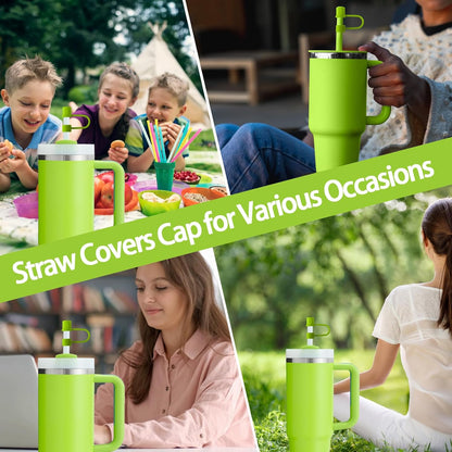 6PCS Silicone Straw Covers Cap Compatible with Stanley Cup 30-40 oz Tumbler with Handle 10mm Straw Toppers，Dust-Proof Reusable Straw Cover for Stanley Cup Accessories (Black)