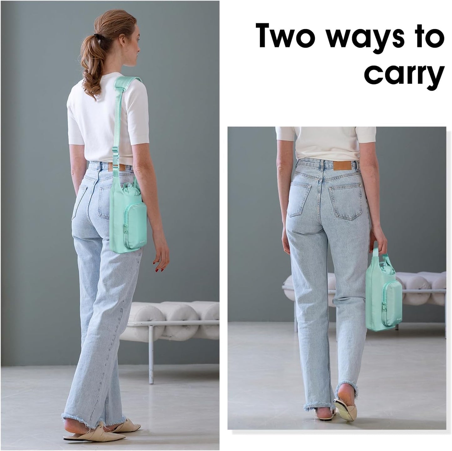 Ceneda Water Bottle Carrier Bag with Phone Pocket 32oz 40oz Tumbler Insulated Water Bottle Holder with Adjustable Shoulder Strap Carrier Sling Bag (Purple)