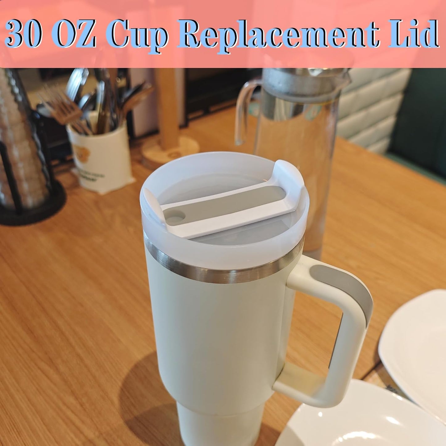 40 OZ Tumbler Lid Replacement Compatible for Stanley Quencher H2.0, 1 Pack BPA Free Clear Lid Replacement for Stanley Cup Accessories(Clear-White)