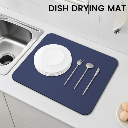 WISELIFE Dish Drying Mat Super Absorbent Drying Mat Large Dish Drying Mats for Kitchen Counter Easy Clean Dish Mat Kitchen Drying Mat15"x 18" Stylish Grey